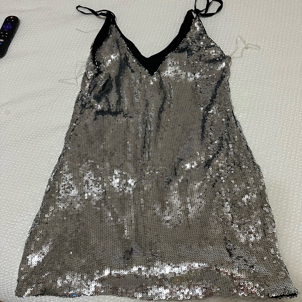 Princess Polly night fever mini dress black silver size US 6